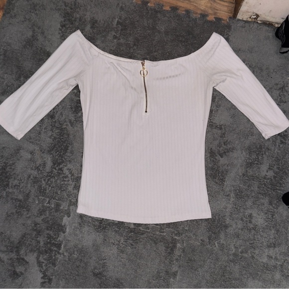 Rue21 Tops - Rue21 Off-Shoulder White Blouse with Zipper